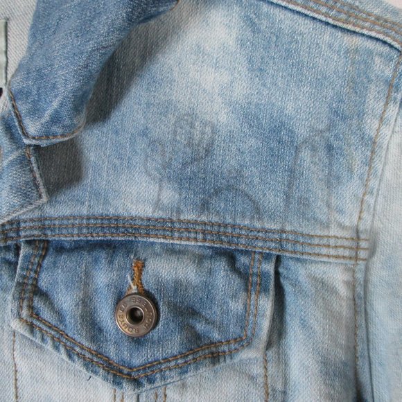 Route 66 Womens Faded Blue Jean Jacket Sz Large Band Lyrics Written Thro… - Picture 9 of 13